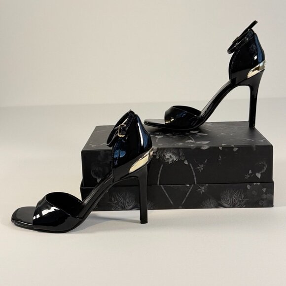 GUESS Divine Black Patent Leather Women's Open-Toe Heels - Picture 6 of 14